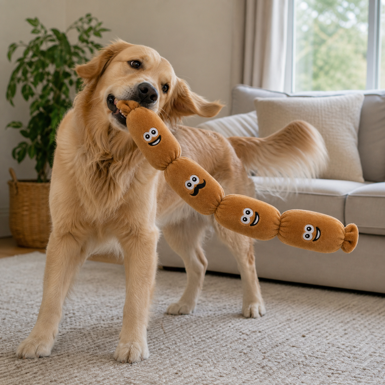 Squeaky Sausage Plush Toy