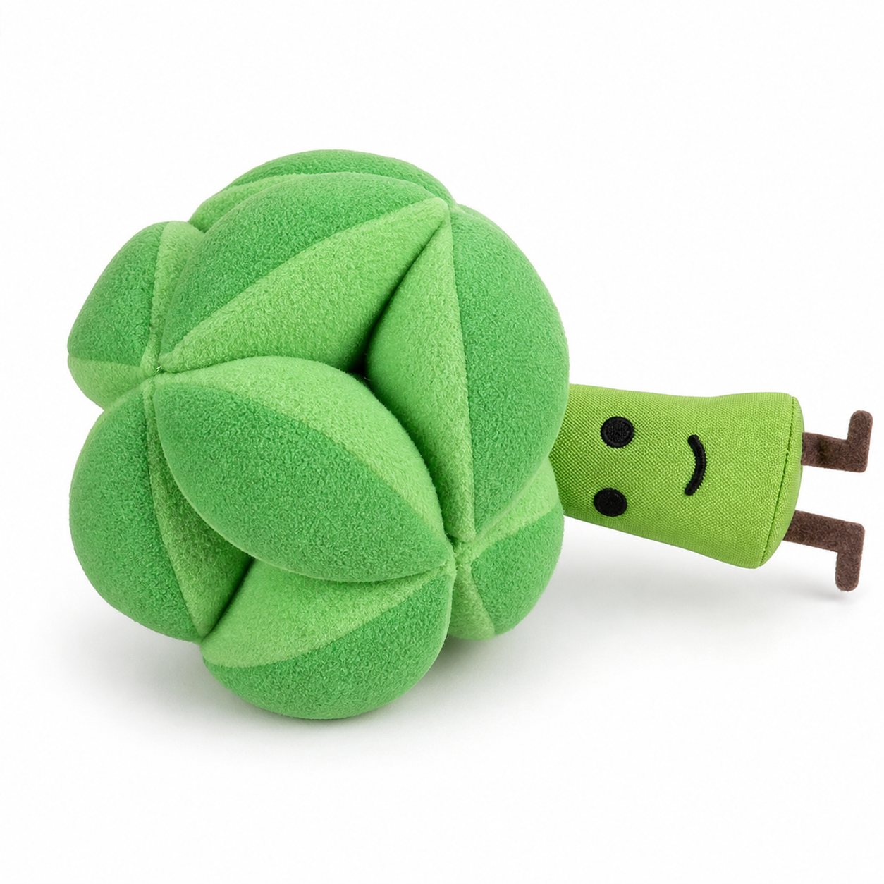 White background product photo of broccoli snuffle puzzle toy